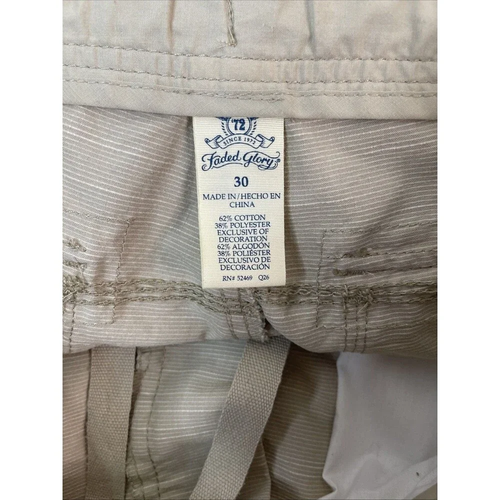 Faded Glory Men's Kahki Shorts, Size 30, Inseam 10 1/2